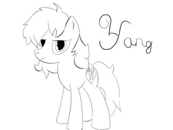 Size: 1280x960 | Tagged: annoyed, artist:mranthony2, derpibooru import, lineart, looking at you, out of character, ponified, rwby, safe, simple background, solo, unhappy, yang xiao long