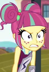 Size: 420x610 | Tagged: safe, derpibooru import, screencap, sour sweet, equestria girls, angry, cropped, freckles, madorable, sour sweet is not amused, unamused