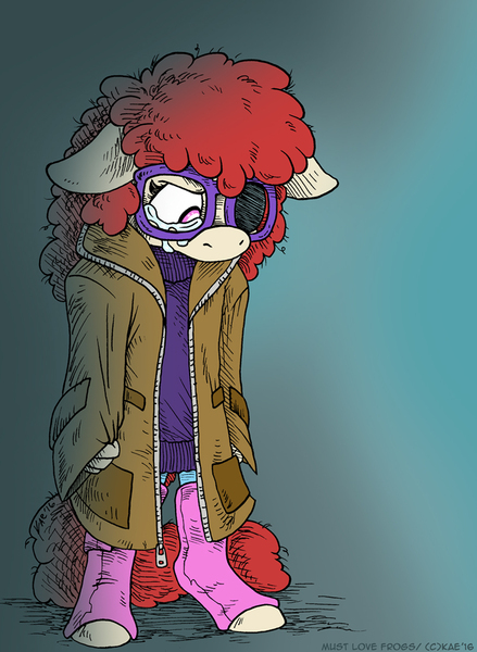 Size: 804x1100 | Tagged: alternate universe, anthro, artist:kaemantis, clothes, crying, derpibooru import, jacket, looking down, safe, solo, twist, unguligrade anthro