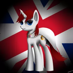 Size: 1600x1600 | Tagged: artist:titan2955, cape, clothes, derpibooru import, oc, oc:britannia, safe, solo, union jack, unofficial characters only