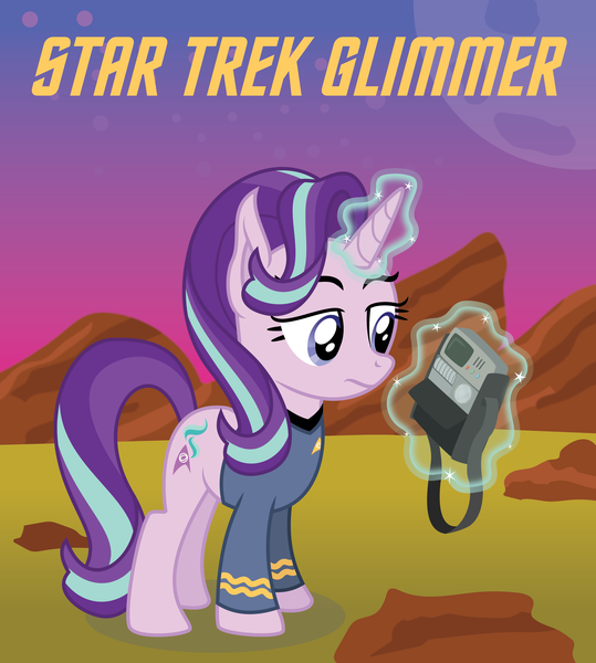 Size: 3000x3340 | Tagged: artist:kturtle, artist:masem, crossover, derpibooru import, pun, safe, spock, starlight glimmer, star trek, tricorder, vector