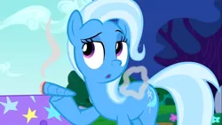 Size: 1366x768 | Tagged: safe, artist:dtkraus, derpibooru import, edit, edited screencap, screencap, trixie, pony, unicorn, no second prances, cigar, detachable horn, female, goddammit kraus, hoof hold, horn smoking, like a boss, mare, modular, raised eyebrow, smoke rings, smoking, solo, wat