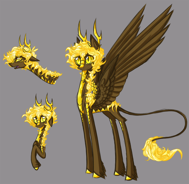 Size: 1024x1001 | Tagged: safe, artist:australian-senior, derpibooru import, oc, oc:cosmo invictus, unofficial characters only, alicorn, dracony, hybrid, kirin, kirindos, alternate universe, antlers, colored hooves, colored sclera, golden eyes, gray background, image, leonine tail, png, portal, portal (valve), portal 2, scales, simple background, sketch, sketch dump, solo, space core, unshorn fetlocks