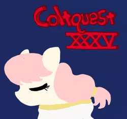 Size: 640x600 | Tagged: safe, artist:ficficponyfic, derpibooru import, oc, oc:hope blossoms, unofficial characters only, earth pony, pony, colt quest, color, cyoa, eyes closed, female, logo, mare, ponytail, recap, robes, solo, title, title card