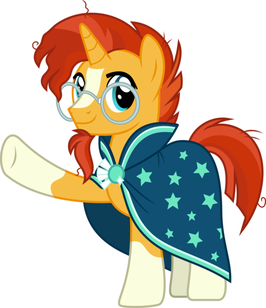 Size: 2585x3000 | Tagged: safe, artist:chainchomp2, derpibooru import, sunburst, pony, unicorn, the crystalling, .svg available, clothes, glasses, high res, looking at you, male, robe, simple background, socks (coat marking), solo, stallion, sunburst's glasses, sunburst's robe, transparent background, vector, waving