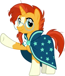 Size: 2585x3000 | Tagged: safe, artist:chainchomp2, derpibooru import, sunburst, pony, unicorn, the crystalling, .svg available, clothes, glasses, high res, looking at you, male, robe, simple background, socks (coat marking), solo, stallion, sunburst's glasses, sunburst's robe, transparent background, vector, waving