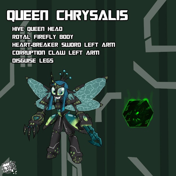 Size: 800x800 | Tagged: artist:sanyo2100, crossover, derpibooru import, medabots, queen chrysalis, robot, safe, video game, weapon