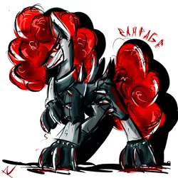 Size: 1024x1024 | Tagged: armor, artist:randomdash, claws, derpibooru import, edgy, fallout equestria, fallout equestria: project horizons, oc, oc:rampage, red and black oc, safe, spikes, unofficial characters only