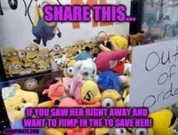 Size: 720x544 | Tagged: care bears, claw machine, derpibooru import, despicable me, fluttershy, irl, looney tunes, meme, minions, my melody, out of order, photo, plushie, safe, sanrio, sega, tweety bird