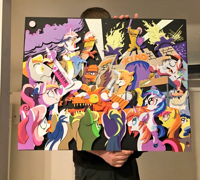 Size: 1200x1078 | Tagged: safe, artist:andypriceart, artist:the-paper-pony, derpibooru import, idw, official, 33 1-3 lp, 8-bit (character), buck withers, diamond rose, gaffer, gizmo, lemony gem, long play, observer (character), princess cadance, shining armor, sweetcream scoops, unnamed character, unnamed pony, vinyl scratch, alicorn, earth pony, pegasus, pony, unicorn, neigh anything, spoiler:comic, spoiler:comic11, 80s, adam ant, andy you magnificent bastard, background pony, boy george, cowbell, cutiespark, danny elfman, devo, dj-pon3, drum kit, drums, energy dome, female, ferris bueller's day off, filly, filly vinyl scratch, frankie goes to hollywood, keytar, little girls, lyrics, male, musical instrument, new wave, observer, oingo boingo, revenge of the nerds, song reference, spread wings, stallion, teary eyes, text, the mystic knights of the electric stable, wings, younger