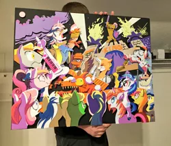 Size: 1200x1021 | Tagged: safe, artist:andypriceart, artist:the-paper-pony, derpibooru import, idw, official, 33 1-3 lp, 8-bit (character), buck withers, diamond rose, gaffer, gizmo, lemony gem, long play, observer (character), princess cadance, shining armor, sweetcream scoops, vinyl scratch, alicorn, earth pony, pegasus, pony, unicorn, neigh anything, spoiler:comic, spoiler:comic11, 80s, adam ant, andy you magnificent bastard, boy george, cowbell, cutiespark, danny elfman, devo, dj-pon3, drum kit, drums, energy dome, female, ferris bueller's day off, filly, filly vinyl scratch, frankie goes to hollywood, keytar, little girls, lyrics, male, musical instrument, new wave, observer, oingo boingo, revenge of the nerds, song reference, spread wings, stallion, teary eyes, text, the mystic knights of the electric stable, wings, younger