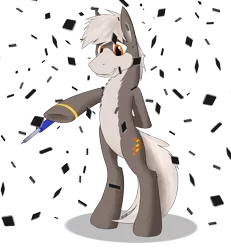 Size: 2667x2891 | Tagged: safe, alternate version, artist:crusierpl, derpibooru import, oc, unofficial characters only, earth pony, pony, integrated circuit, male, simple background, smiling, soldering iron, solo, stallion, standing, transparent background, underhoof