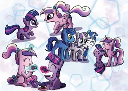 Size: 1107x790 | Tagged: safe, artist:agnesgarbowska, derpibooru import, idw, night light, princess cadance, shining armor, twilight sparkle, twilight sparkle (alicorn), twilight velvet, alicorn, pony, spoiler:comic, spoiler:comicff30, filly, filly cadance, filly twilight sparkle, younger