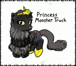 Size: 2212x1912 | Tagged: safe, artist:lightbulb, derpibooru import, ponified, alicorn, cat, pony, fangs, fluffy, monster truck, princess monster truck, teeth