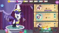 Size: 1280x720 | Tagged: safe, derpibooru import, rarity, pony, unicorn, ancient wonderbolts uniform, boots, clothes, detective rarity, dress, female, gameloft, hat, mare, sgt. rarity, shadow spade, shako, shoes, uniform