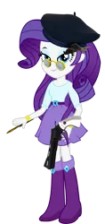 Size: 581x1231 | Tagged: safe, artist:strumfreak, derpibooru import, edit, vector edit, rarity, equestria girls, crossover, gun, handgun, rarispy, revolver, simple background, solo, spy, team fortress 2, transparent background, vector