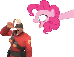 Size: 1296x991 | Tagged: artist:pony-berserker edits, crossover, derpibooru import, edit, pinkie pie, safe, simple background, soldier, team fortress 2, transparent background, vector, vector edit