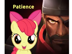 Size: 1058x794 | Tagged: apple bloom, artist:biggreenpepper, artist:thatguy1945, crossover, demoman, derpibooru import, edit, safe, team fortress 2, vector, vector edit