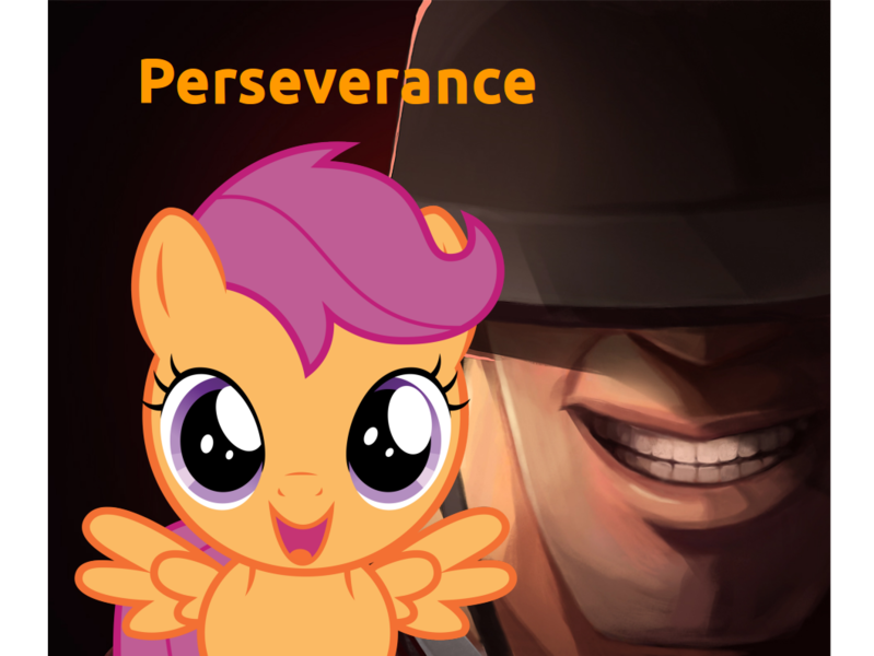 Size: 1058x794 | Tagged: artist:biggreenpepper, artist:thatguy1945, crossover, derpibooru import, edit, safe, scootaloo, soldier, team fortress 2, vector, vector edit