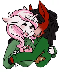 Size: 1255x1489 | Tagged: anthro, artist:tiki-sama, clothes, derpibooru import, dreadlocks, female, male, oc, oc:florid, oc:loretta, red and black oc, safe, shipping, straight, sweater, unofficial characters only
