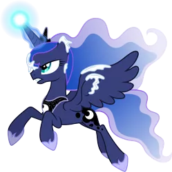 Size: 6568x6586 | Tagged: absurd resolution, artist:chrzanek97, derpibooru import, flying, gritted teeth, magic, misleading thumbnail, princess luna, safe, simple background, snow, solo, .svg available, the crystalling, transparent background, vector