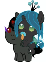 Size: 786x1067 | Tagged: safe, artist:red4567, derpibooru import, king sombra, queen chrysalis, pony, baby, baby pony, chrysombra, colt, colt sombra, cute, cutealis, female, male, pacifier, ponies riding ponies, riding, shipping, sombradorable, straight