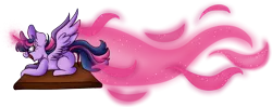 Size: 12480x4961 | Tagged: safe, artist:cutepencilcase, derpibooru import, twilight sparkle, twilight sparkle (alicorn), alicorn, pony, absurd resolution, book, magic, prone, simple background, solo, transparent background