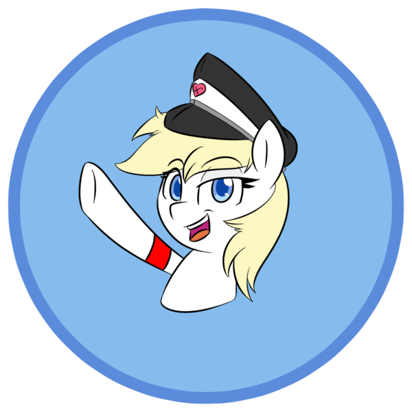 Size: 1000x1000 | Tagged: safe, artist:lockheart, derpibooru import, oc, oc:aryanne, unofficial characters only, earth pony, pony, circle, female, gift art, hat, heart, heil, logo, nazi, smiling, solo, swastika, tumblr