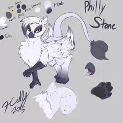 Size: 1500x1500 | Tagged: safe, artist:maikasuke, derpibooru import, oc, oc:philly stone, unofficial characters only, gryphon, bedroom eyes, explicit source, fluffy, freckles, image, looking at you, male, open mouth, paw pads, paws, png, reference sheet, smiling, solo, tongue out, trap