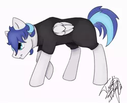 Size: 722x582 | Tagged: safe, artist:nightingale rosemary, derpibooru import, oc, oc:dragonshy, unofficial characters only, pegasus, pony, bodysuit, solo