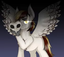 Size: 5669x5102 | Tagged: absurd resolution, artist:apple-crumbler, derpibooru import, hippogriff, mask, oc, oc:silent flight, safe, solo, unofficial characters only