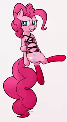 Size: 1100x2000 | Tagged: artist:mang, blushing, clothes, derpibooru import, embarrassed, pinkie pie, socks, solo, suggestive