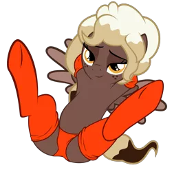 Size: 3000x3000 | Tagged: suggestive, artist:besttubahorse, artist:illuminatiums, derpibooru import, edit, oc, oc:sweet mocha, unofficial characters only, pegasus, pony, armpits, base used, bedroom eyes, clothes, female, mare, show accurate, show accurate porn, simple background, socks, solo, transparent background