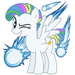 Size: 3000x3000 | Tagged: safe, artist:sunley, derpibooru import, starshine, pegasus, pony, female, g1, g1 to g4, g4, generation leap, mare, one eye closed, short tail, simple background, transparent background, wink