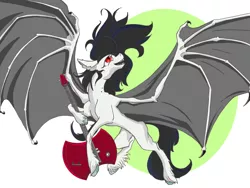 Size: 1648x1238 | Tagged: safe, artist:firimil, derpibooru import, ponified, bat pony, pony, adventure time, axe, bat ponified, crossover, guitar, marceline, race swap, solo, unshorn fetlocks, weapon