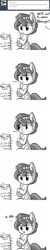 Size: 792x3960 | Tagged: safe, artist:tjpones, derpibooru import, oc, oc:brownie bun, unofficial characters only, earth pony, pony, horse wife, air conditioner, ask, chest fluff, comic, dialogue, drink, drinking, ear fluff, female, grayscale, hoof hold, mare, monochrome, offscreen character, simple background, sipping, sitting, straw, tumblr, white background