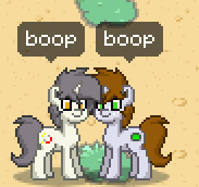 Size: 183x172 | Tagged: safe, derpibooru import, screencap, oc, oc:littlepip, oc:short fuse, unofficial characters only, pony, unicorn, fallout equestria, fanfic, pony town, boop, fanfic art, female, horn, mare, pipbuck