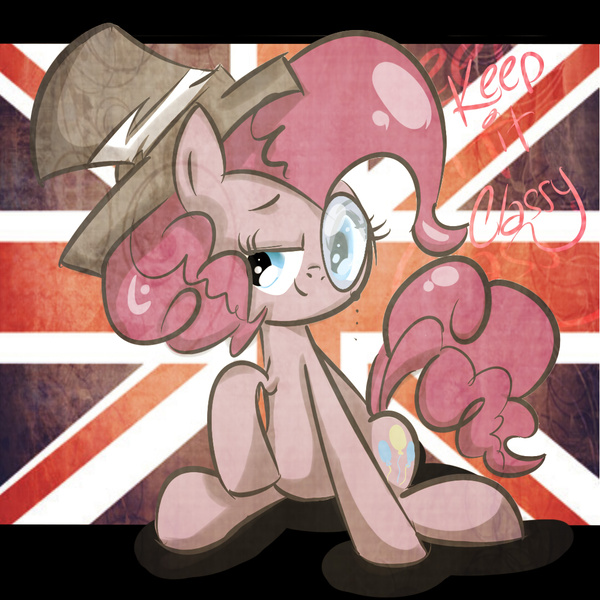 Size: 1080x1080 | Tagged: artist:strabarybrick, britain, british, classy, derpibooru import, hat, monocle, monocle and top hat, pinkie pie, safe, solo, top hat, union jack