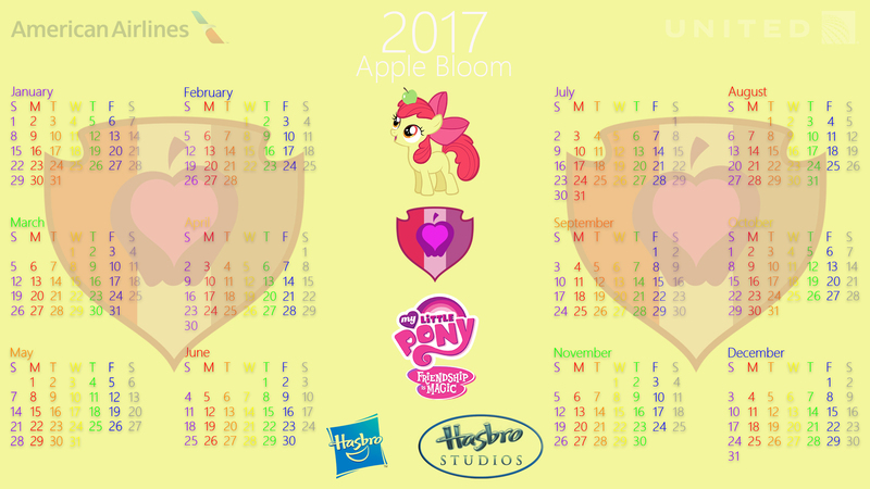 Size: 1920x1080 | Tagged: american airlines, apple, apple bloom, artist:allenacnguyen, calendar, cutie mark, derpibooru import, fim logo, food, hasbro logo, hasbro studios, my little pony logo, open mouth, safe, solo, the cmc's cutie marks