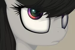 Size: 900x600 | Tagged: artist:styroponyworks, close-up, derpibooru import, multicolored iris, octavia melody, safe, solo