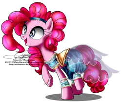 Size: 1050x880 | Tagged: artist:tiffanymarsou, clothes, derpibooru import, dress, gala dress, pinkie pie, safe, solo