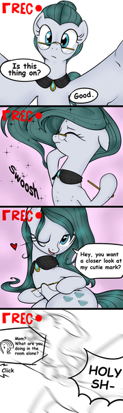 Size: 1080x3600 | Tagged: suggestive, artist:gashiboka, colorist:scarletsabre, derpibooru import, edit, cloudy quartz, marble pie, earth pony, pony, adoraquartz, camera, camera shot, caught, colored, comic, cute, dialogue, eyes closed, female, floppy ears, heart, looking at you, loose hair, mare, milf, one eye closed, open mouth, pinkie's mom has got it goin' on, recording, smiling, stupid sexy cloudy quartz, wink