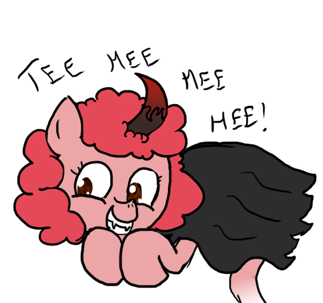 Size: 640x600 | Tagged: artist:ficficponyfic, color, colored, color edit, colt quest, cute, demon, demon pony, derpibooru import, disguise, edit, evil, fangs, female, floating, giggling, horn, illusion, oc, oc:pipadeaxkor, pure unfiltered evil, safe, solo, unofficial characters only