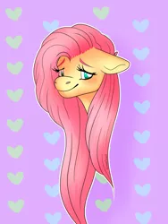 Size: 2448x3264 | Tagged: artist:coralcloud, bust, colored pupils, derpibooru import, floppy ears, fluttershy, lidded eyes, looking at you, portrait, safe, shy smile, smiling, solo