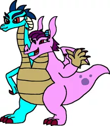 Size: 998x1152 | Tagged: artist:blackrhinoranger, conjoined, conjoined twins, derpibooru import, devon and cornwall, dragon, dragon tales, fusion, multiple heads, not salmon, princess ember, prominence, quest for camelot, safe, two-headed dragon, two heads, wat, we have become one, wheezie, zak, zak and wheezie