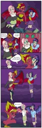 Size: 3508x10512 | Tagged: safe, artist:darkchaosblack, derpibooru import, fluttershy, sunset shimmer, twilight sparkle, demon, equestria girls, absurd resolution, bad end, comic, comic sans, crown, element of magic, female, humanized, hypnosis, jewelry, kissing, lesbian, light skin, magic, misspelling, regalia, shipping, sunset satan, sunsetsparkle, sunsetsparkleshy, sunshyne, transformation