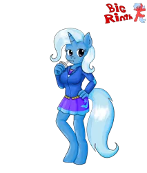 Size: 2536x2977 | Tagged: anthro, artist:bigrinth, derpibooru import, drink, drinking, equestria girls outfit, safe, simple background, solo, transparent background, trixie, unguligrade anthro