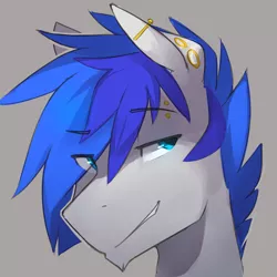 Size: 3000x3000 | Tagged: artist:glacierponi, avatar, dead source, derpibooru import, eyebrow piercing, gauges, oc, oc:turquoise, piercing, portrait, safe, smiling, smug, solo, unofficial characters only