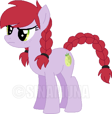 Size: 362x367 | Tagged: artist:selenaede, artist:sinamuna, base doll, base used, braid, braided tail, cutie mark, derpibooru import, doll, freckles, green eyes, grumpy, oc, oc:crab apple, red hair, safe, simple background, solo, toy, transparent background, unofficial characters only, watermark