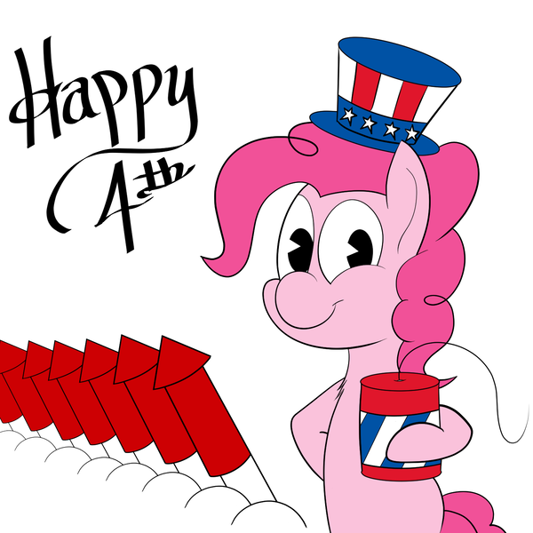 Size: 1500x1500 | Tagged: safe, derpibooru import, pinkie pie, 4th of july, fireworks, hat, pink horse daily, solo